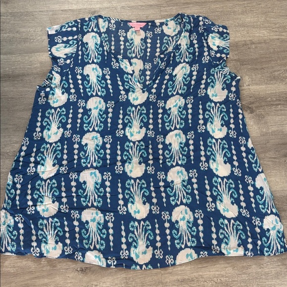 Lilly Pulitzer Shelley Jellyfish Top Sz L - Picture 2 of 7